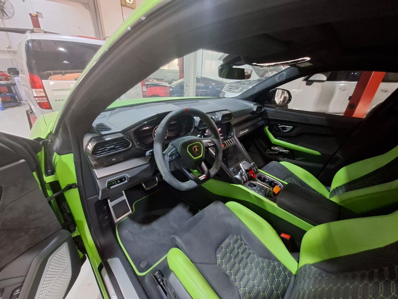 Lamborghini driver cockpit and dashboard