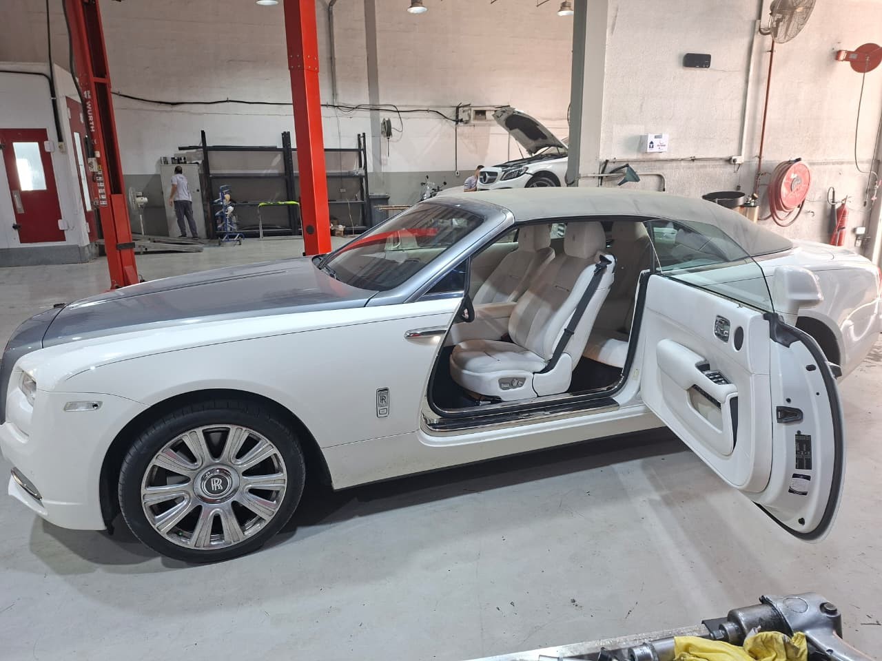 Rolls-Royce side view in the workshop